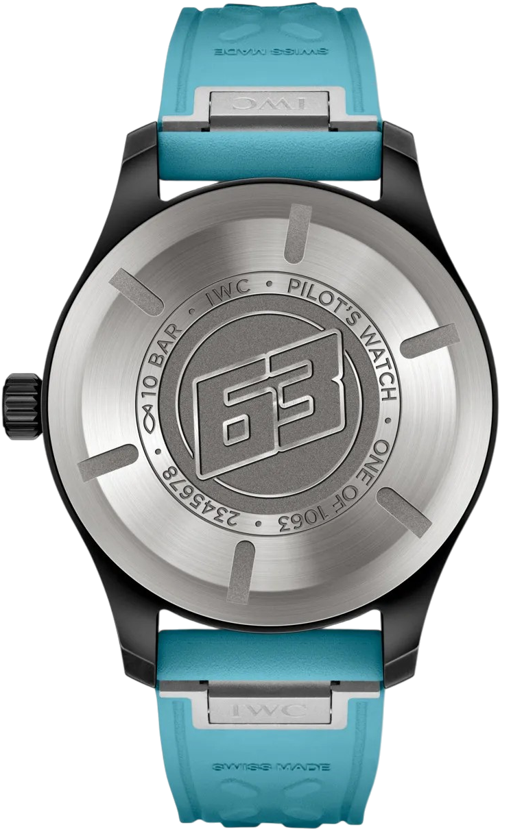 Fundo da caixa do IWC George Russell com número 63 gravado