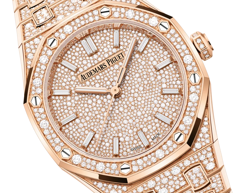 Close do mostrador snow-set do Royal Oak Selfwinding