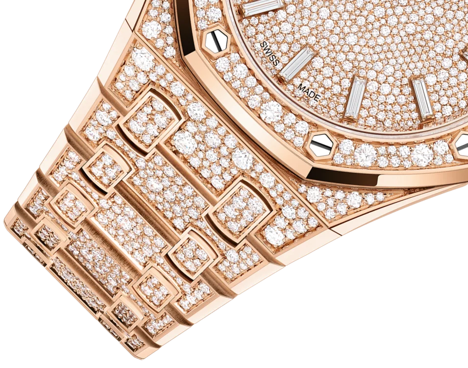 Detalhe da pulseira snow-set do Royal Oak Selfwinding