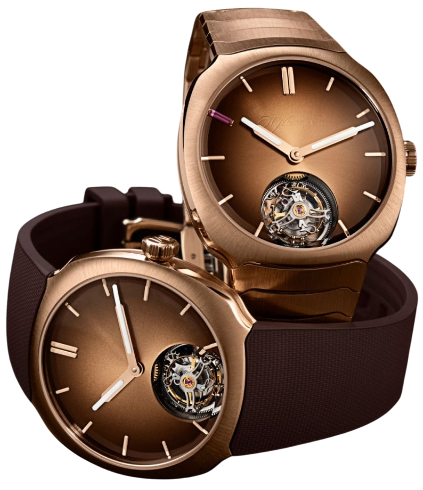 As duas versões do Streamliner Tourbillon Pierre Gasly: pulseira de borracha e pulseira de ouro integrada