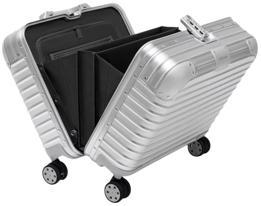 Interior da RIMOWA Original Compact com divisor acolchoado para laptop